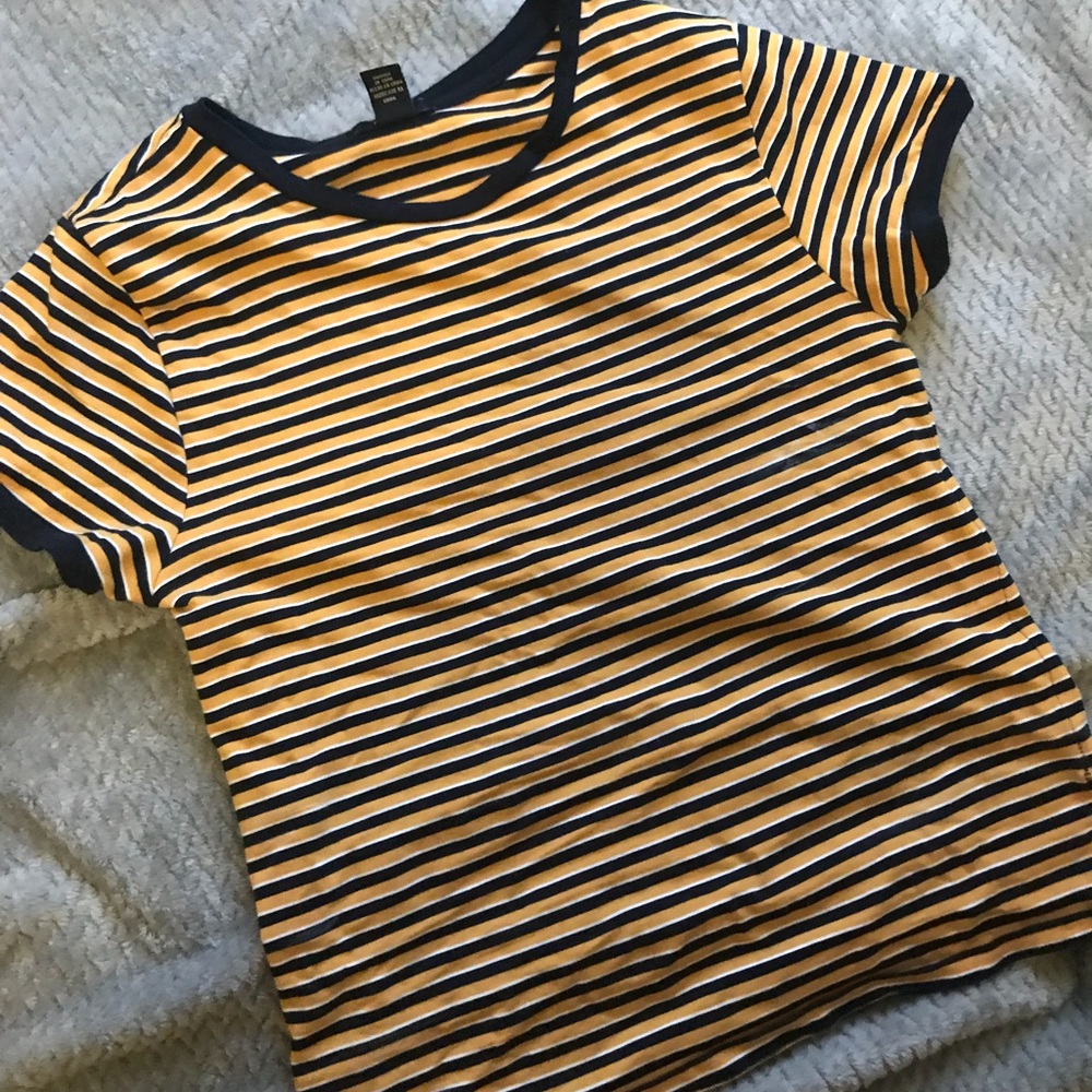 Black and yellow striped cropped top